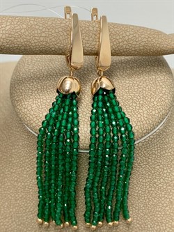 *Серьги Трансформеры Зеленая Шпинель цв Красное арт. С110-5493ШИ-841 вес 7,25 г - фото 173430