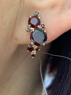 *Серьги Гранат Пироп цв Красное арт. С120-1373Гр-308 вес 3,23 г - фото 173445