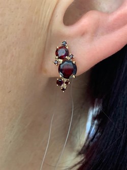 *Серьги Гранат Пироп цв Красное арт. С120-1373Гр-308 вес 3,23 г - фото 173446