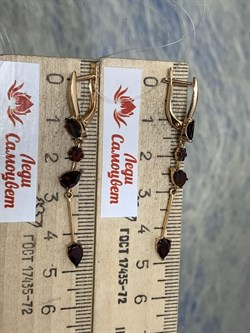 *Серьги Гранат Пироп цв Красное арт. С124-4599Гр-465 вес 3,62 г - фото 173494