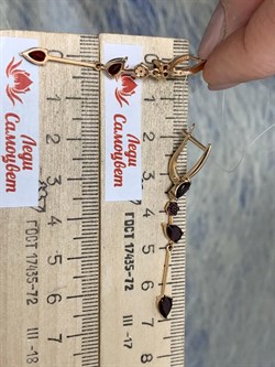 *Серьги Гранат Пироп цв Красное арт. С124-4599Гр-465 вес 3,62 г - фото 173495