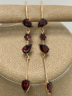 *Серьги Гранат Пироп цв Красное арт. С124-4599Гр-465 вес 3,62 г - фото 173499