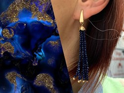 *Серьги Трансформеры Синяя Шпинель цв Красное арт. С110-5493ШС-098 вес 7,85 г - фото 173512