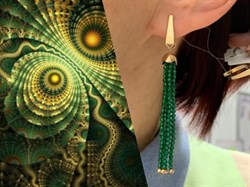 *Серьги Трансформеры Зеленая Шпинель цв Красное арт. С110-5493ШИ-841 вес 7,25 г - фото 173513