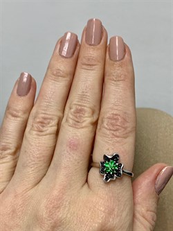 *Кольцо р.18 Цаворит арт. SM-R02911-X-WB-Gr-X-B-099 (вес 2,87 г) - фото 173701