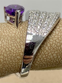 *Кольцо р.16,5 Аметист арт. SM-R02915-X-W-Pur-X-W-269 вес 3,84 г - фото 173959