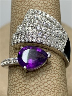 *Кольцо р.16,5 Аметист арт. SM-R02915-X-W-Pur-X-W-269 вес 3,84 г - фото 173960