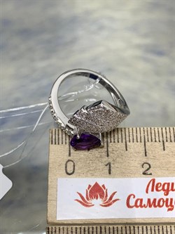 *Кольцо р.16,5 Аметист арт. SM-R02915-X-W-Pur-X-W-269 вес 3,84 г - фото 173962