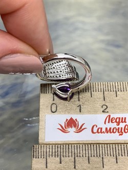 *Кольцо р.16,5 Аметист арт. SM-R02915-X-W-Pur-X-W-269 вес 3,84 г - фото 173963