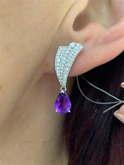 *Серьги Аметист арт. SM-E00747-X-W-Pur-X-W-513 вес 5,1 г - фото 174155 *Серьги Аметист арт. SM-E00747-X-W-Pur-X-W-513 вес 5,1 г - фото 174155