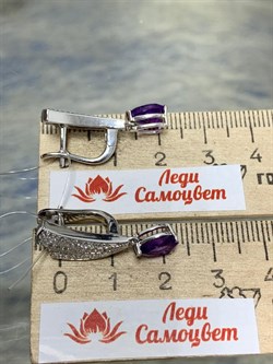 *Серьги Аметист арт. SM-E00747-X-W-Pur-X-W-513 вес 5,1 г - фото 174158 *Серьги Аметист арт. SM-E00747-X-W-Pur-X-W-513 вес 5,1 г - фото 174158