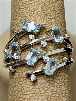 *Кольцо р.18,5 Голубой Топаз арт. SM-R02901-X-W-SBT-X-W-720 вес 4,62 г - фото 174327