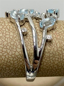 *Кольцо р.18,5 Голубой Топаз арт. SM-R02901-X-W-SBT-X-W-720 вес 4,62 г - фото 174329
