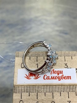 *Кольцо р.18,5 Голубой Топаз арт. SM-R02901-X-W-SBT-X-W-720 вес 4,62 г - фото 174334