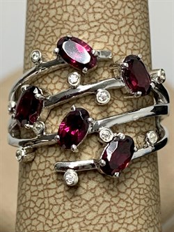 *Кольцо р.16,5 Родолит арт. SM-R02901-X-W-lil-X-W-664 вес 4,34 г - фото 174361