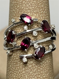 *Кольцо р.16,5 Родолит арт. SM-R02901-X-W-lil-X-W-664 вес 4,34 г - фото 174362