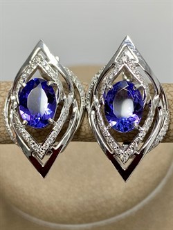 *Серьги Танзанит цв Белое арт. 2-207936-00-31-123 вес 6,21 г - фото 174412 *Серьги Танзанит цв Белое арт. 2-207936-00-31-123 вес 6,21 г - фото 174412