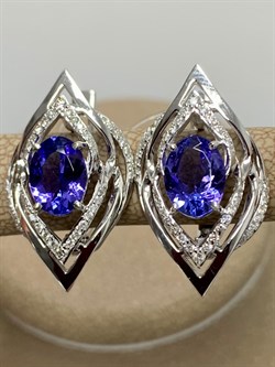 *Серьги Танзанит цв Белое арт. 2-207936-00-31-123 вес 6,21 г - фото 174414 *Серьги Танзанит цв Белое арт. 2-207936-00-31-123 вес 6,21 г - фото 174414