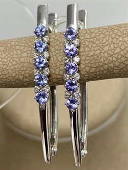 *Серьги Прищепки Танзанит цв Белое арт 2-208384-00-31-989 вес 3,69 г - фото 174432 *Серьги Прищепки Танзанит цв Белое арт 2-208384-00-31-989 вес 3,69 г - фото 174432