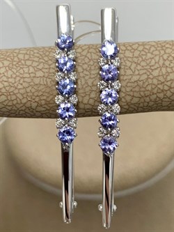 *Серьги Прищепки Танзанит цв Белое арт 2-208384-00-31-989 вес 3,69 г - фото 174436 *Серьги Прищепки Танзанит цв Белое арт 2-208384-00-31-989 вес 3,69 г - фото 174436