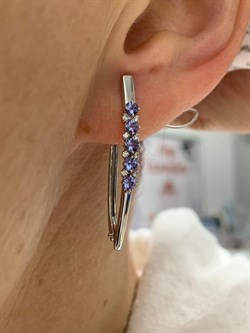 *Серьги Прищепки Танзанит цв Белое арт 2-208384-00-31-989 вес 3,69 г - фото 174437 *Серьги Прищепки Танзанит цв Белое арт 2-208384-00-31-989 вес 3,69 г - фото 174437