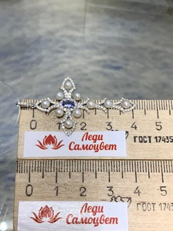 *Подвеска Микс Белый Жемчуг д.3-3,5 Танзанит цв Белое арт. 8-384-55-215 вес 3,24 г - фото 174576