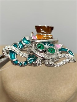 *Брошь Кот Эмаль Фианит арт. 04-3508/ЭМ95-00-462 вес 5,89 г - фото 175001