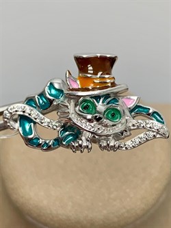 *Брошь Кот Эмаль Фианит арт. 04-3508/ЭМ95-00-462 вес 5,89 г - фото 175003