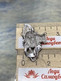 *Брошь Кот Эмаль Фианит арт. 04-3508/ЭМ95-00-462 вес 5,89 г - фото 175005