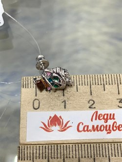 *Серьга Пусета Кот арт. 02-3509/ЭМ54-00-986 вес 1,85 г - фото 175066