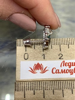 *Серьга Пусета Кот Эмаль арт. 02-3509/ЭМ54-00-992 вес 1,84 г - фото 175072