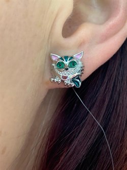 *Серьга Пусета Кот арт. 02-3455/ЭМ93-00-451 вес 2,44 г - фото 175081