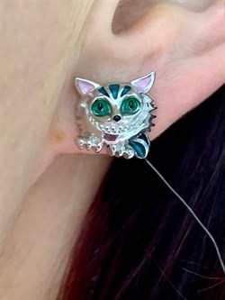 *Серьга Пусета Кот Эмаль арт. 02-3455/ЭМ93-00-476 вес 2,45 г - фото 175090