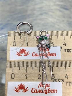*Серьга Конго Трансформер Кот арт. 02-3453/ЭМ93-00-914  вес 3,68 г - фото 175111