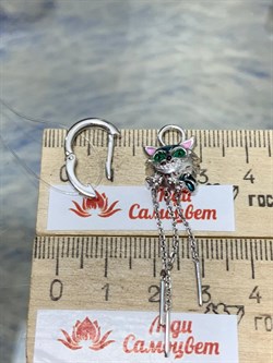 *Серьга Конго Трансформер Кот арт. 02-3453/ЭМ93-00-914  вес 3,68 г - фото 175113