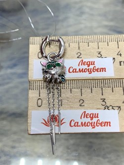 *Серьга Конго Трансформер Кот арт. 02-3453/ЭМ93-00-914  вес 3,68 г - фото 175115