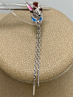 *Серьга Пусета Кролик Эмаль арт. 02-3448/ЭМ15-00-608 вес 1,64 г - фото 175221