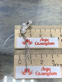 *Серьга Пусета Кролик Эмаль арт. 02-3448/ЭМ15-00-608 вес 1,64 г - фото 175225