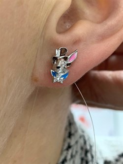 *Серьга Пусета Кролик Эмаль арт. 02-3450/ЭМ15-00-217 вес 1,3 г - фото 175228 *Серьга Пусета Кролик Эмаль арт. 02-3450/ЭМ15-00-217 вес 1,3 г - фото 175228