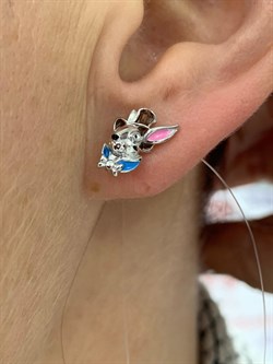 *Серьга Пусета Кролик Эмаль арт. 02-3450/ЭМ15-00-217 вес 1,3 г - фото 175233 *Серьга Пусета Кролик Эмаль арт. 02-3450/ЭМ15-00-217 вес 1,3 г - фото 175233