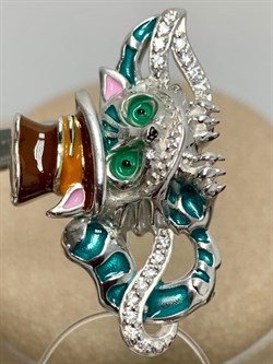 *Брошь Кот Эмаль Фианит арт. 04-3508/ЭМ95-00-462 вес 5,89 г - фото 175334