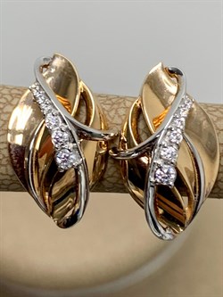 *Серьги Белый Фианит цв Красное 10-02-0001-26389-351 Вес 3,64 г - фото 175879