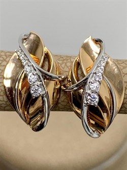 *Серьги Белый Фианит цв Красное 10-02-0001-26389-351 Вес 3,64 г - фото 175880