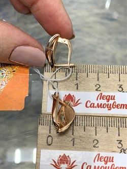 *Серьги Белый Фианит цв Красное 10-02-0001-26389-351 Вес 3,64 г - фото 175883