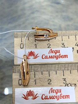 *Серьги Белый Фианит цв Красное 10-00-0001-26195-584 Вес 2,7 г - фото 175912