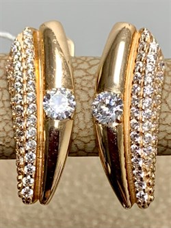 *Серьги Белый Фианит цв Красное 10-00-0001-26195-584 Вес 2,7 г - фото 175916