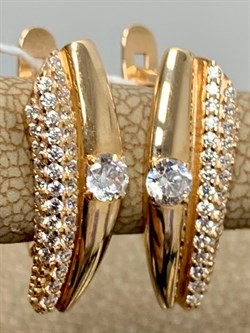 *Серьги Белый Фианит цв Красное 10-00-0001-26195-584 Вес 2,7 г - фото 175917