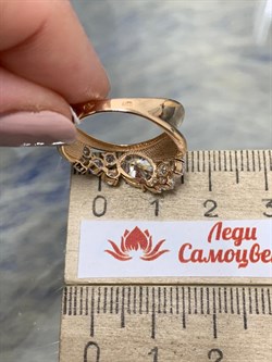 *Кольцо р.18,5 Белый Фианит цв Красное 20-02-000S-26226-414 Вес 3,73 г - фото 176021