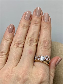 *Кольцо р.18,5 Белый Фианит цв Красное 20-02-000S-26226-414 Вес 3,73 г - фото 176022