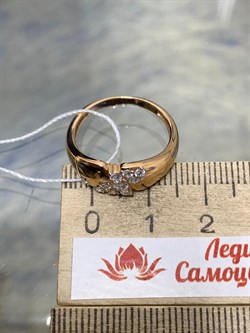 *Кольцо р.17 Белый Фианит цв Красное 20-02-000S-26231-675 Вес 2,2 г - фото 176038